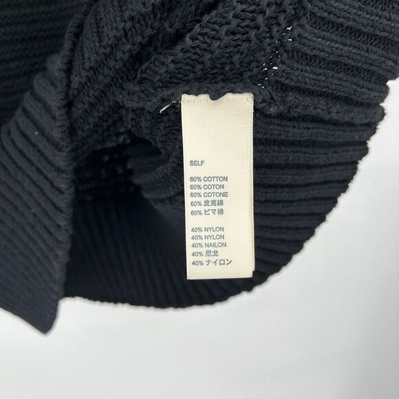 REBECCA MINKOFF Black Fringe Open Knit Dolman Sleeve Oversized Sweater Medium - Picture 9 of 9